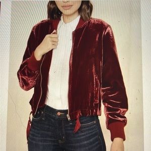 J crew burgundy velvet bomber jacket